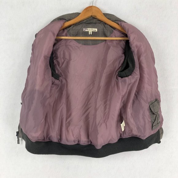 American Rag Women's Size Medium Grey Plaid Button Front Down Vest - Picture 7 of 10